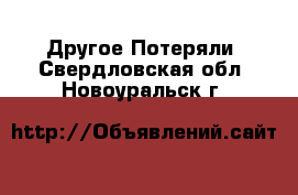 Другое Потеряли. Свердловская обл.,Новоуральск г.